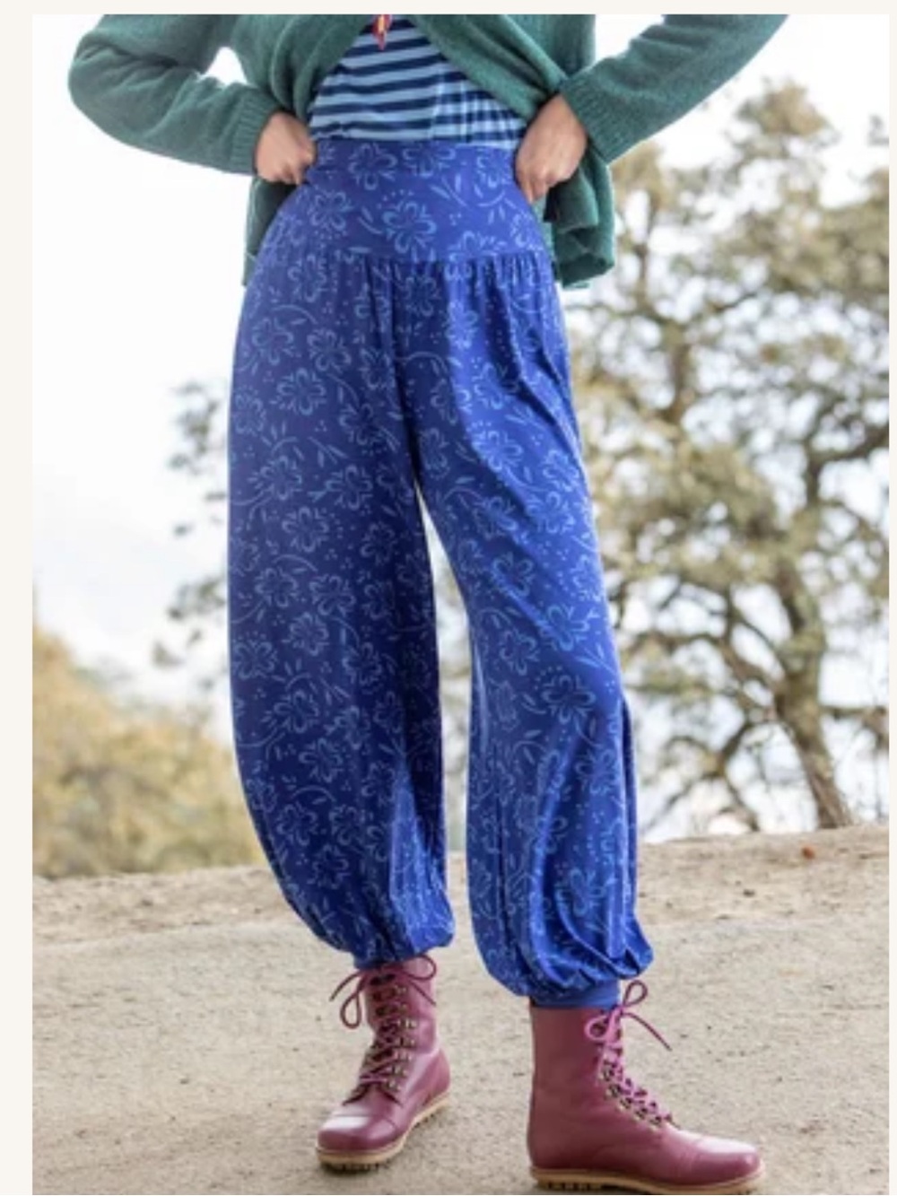 Gudrun Sjöden Lambadi Blue Floral Boho Harem Jogger Pants M